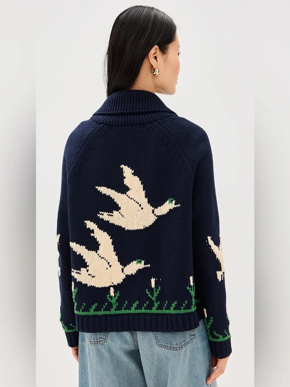 THE GREAT. The Bird Lodge Cardigan in Navy, Size 1 (Small)